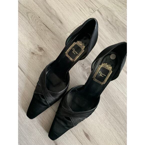 Christian Dior D'Orsay Satin Heels Kitten Heels Size 39.5 - Picture 2 of 5